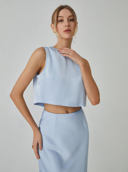 Minimalism Stain Graceful Split Cropped Top