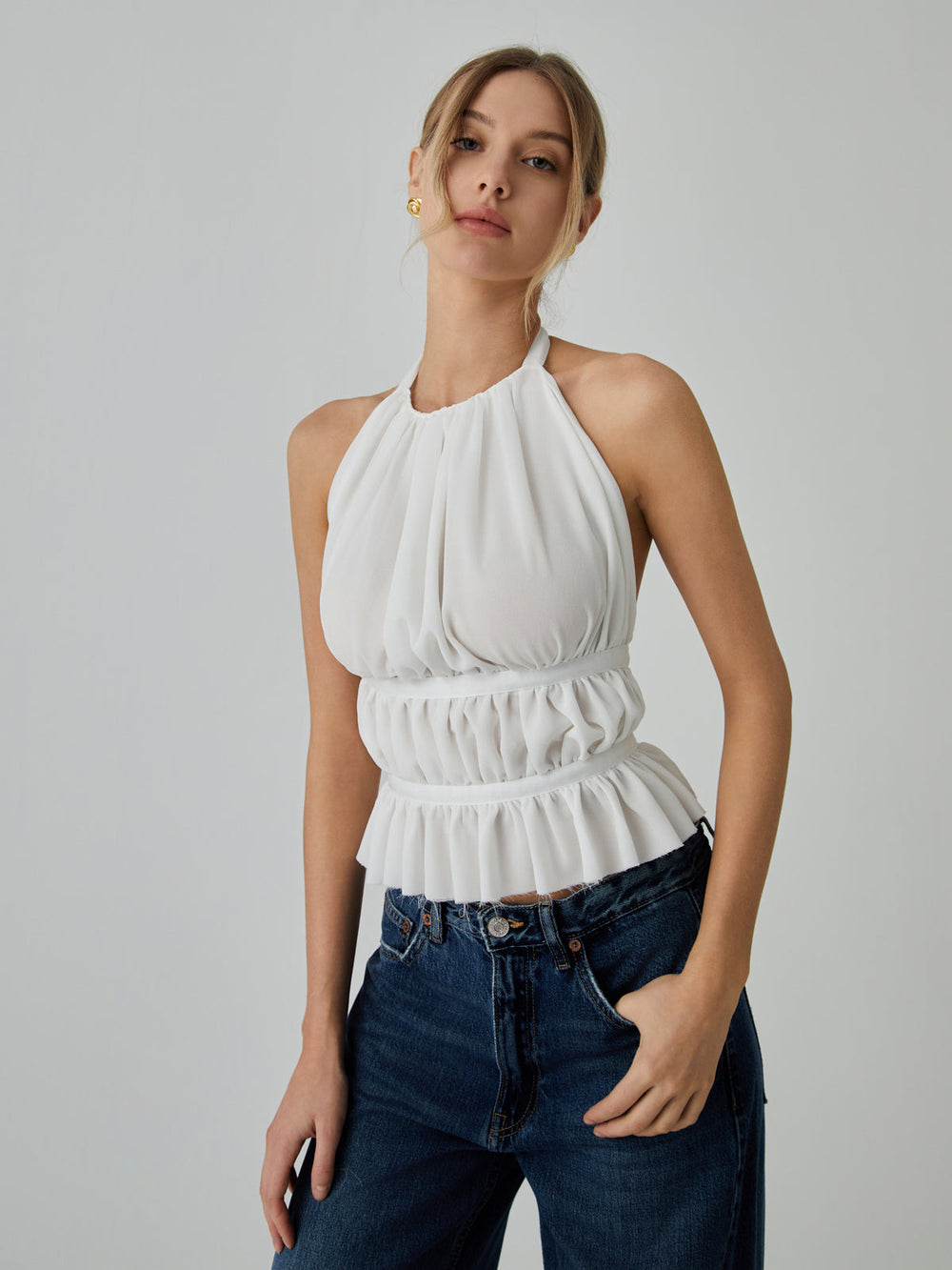 Backless Halter Graceful Tank Top Tank Tops & Camis