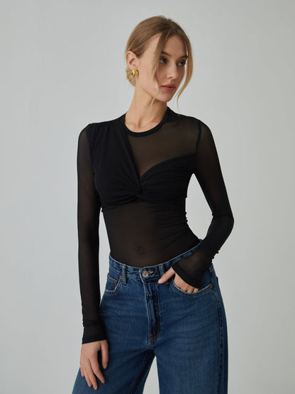 Solid Criss Graceful Cross Patchwork Top