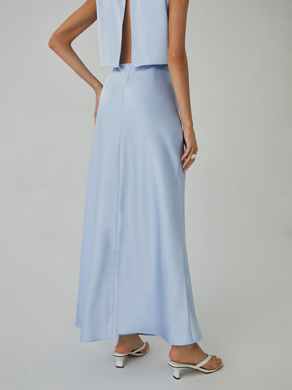 Minimalism Satin Graceful Maxi Skirt