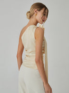 Rosette One Shoulder Trendy Off Tank Top Tank Tops & Camis