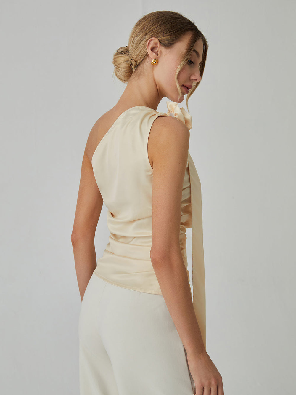 Rosette One Shoulder Trendy Off Tank Top Tank Tops & Camis