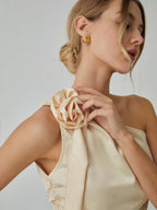 Rosette One Shoulder Trendy Off Tank Top Tank Tops & Camis