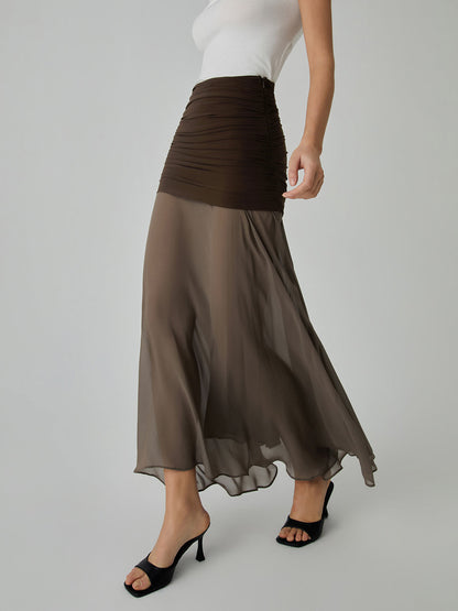 Net Chiffon Graceful Patchwork Maxi Skirt