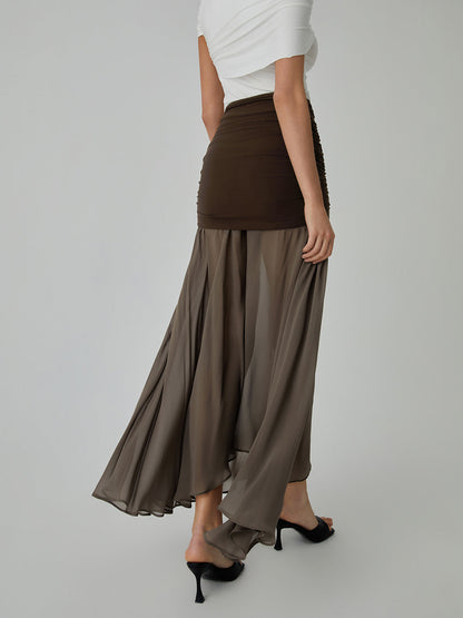 Net Chiffon Graceful Patchwork Maxi Skirt