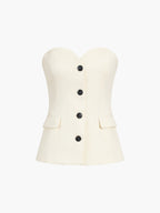 Solid Tube Top With Modern Wide Leg Pants Set Pant Sets