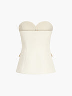 Solid Tube Top With Modern Wide Leg Pants Set Pant Sets