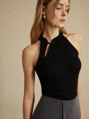 Vintage Button Graceful Sweater Vest Black / XS Sweaters L