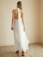 Rosette Halter Graceful Long Dress Dresses