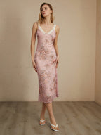Romantic Floral Graceful Print Midi Dress Dresses