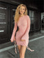 Drawstring Side Waist Trendy Cutout Short Dress Pink / XS Dresses