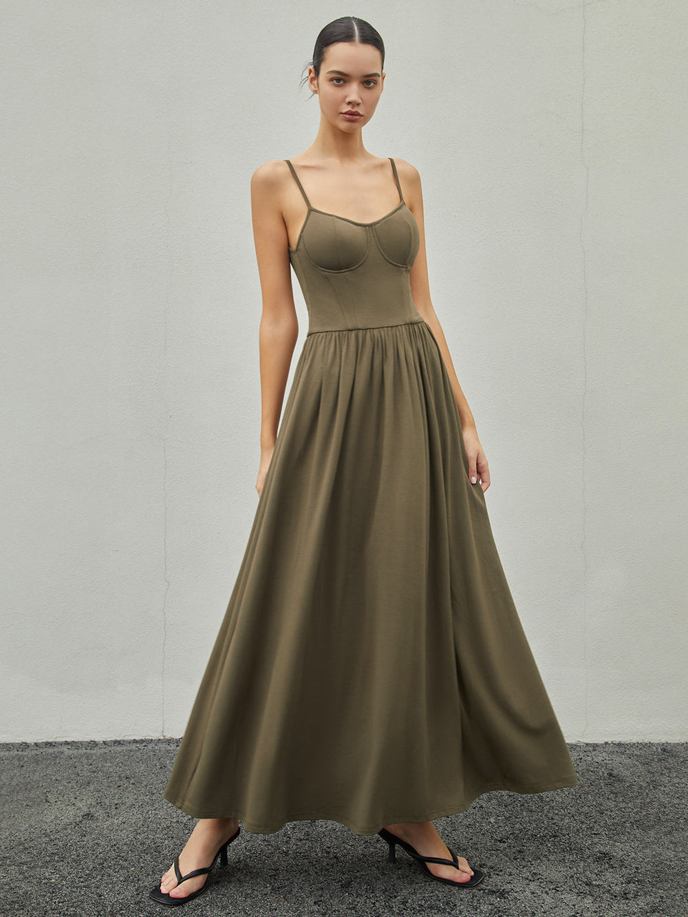 Bustier Corset Open Trendy Back Long Tank Dress Knit Dresses