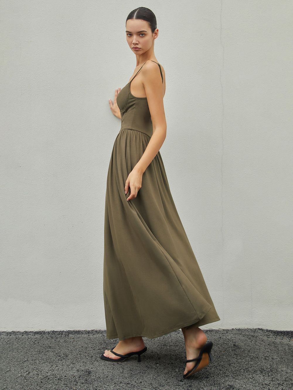 Bustier Corset Open Trendy Back Long Tank Dress Knit Dresses