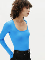 Ribbed Solid Graceful Long Sleeve Top T Shirts