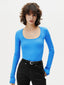 Ribbed Solid Graceful Long Sleeve Top Blue / XS T Shirts