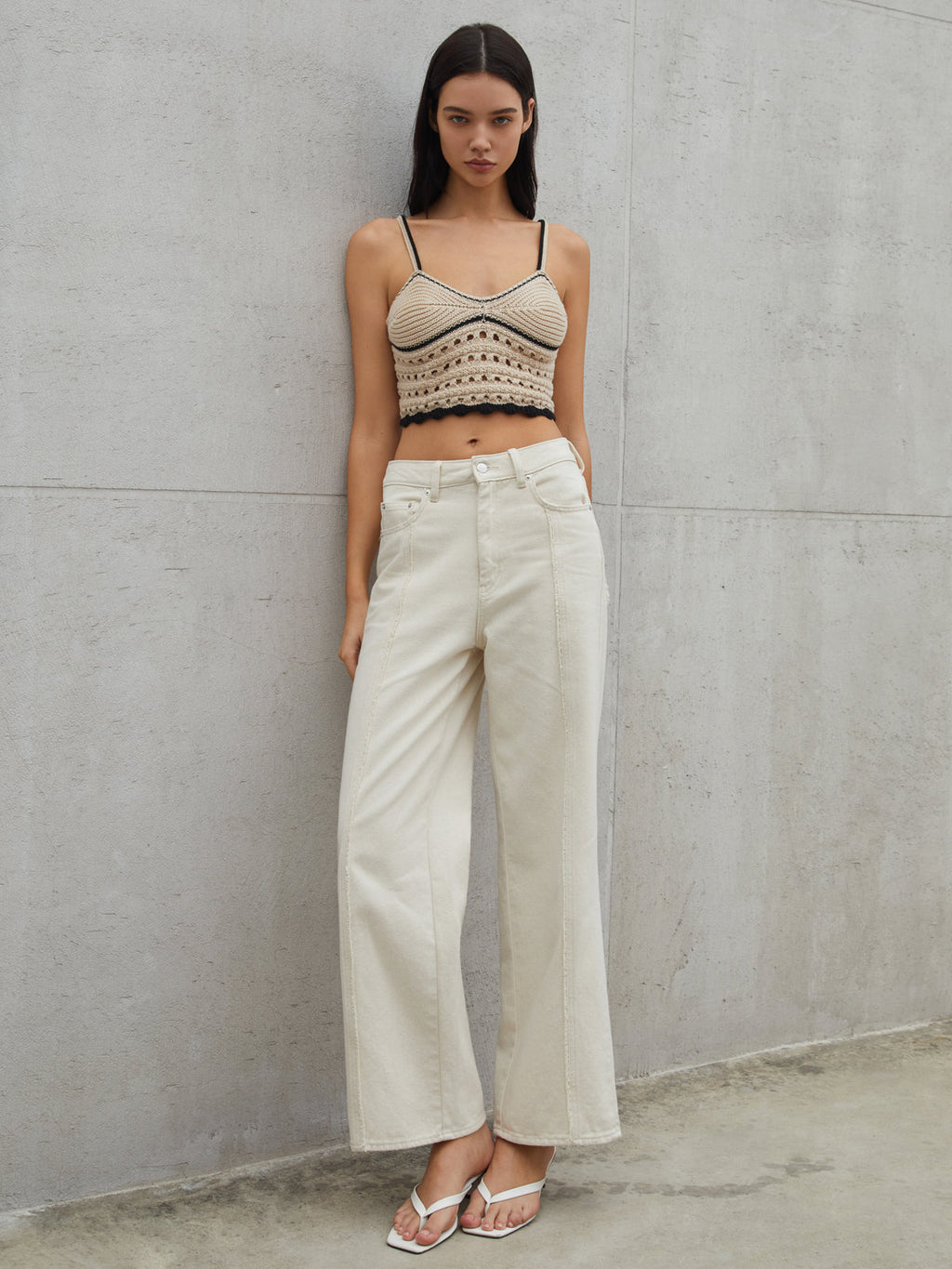 Eyelet Crop Graceful Sweater Vest Sweaters L