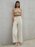 Eyelet Crop Graceful Sweater Vest Sweaters L