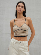 Eyelet Crop Graceful Sweater Vest Apricot / XS Sweaters L