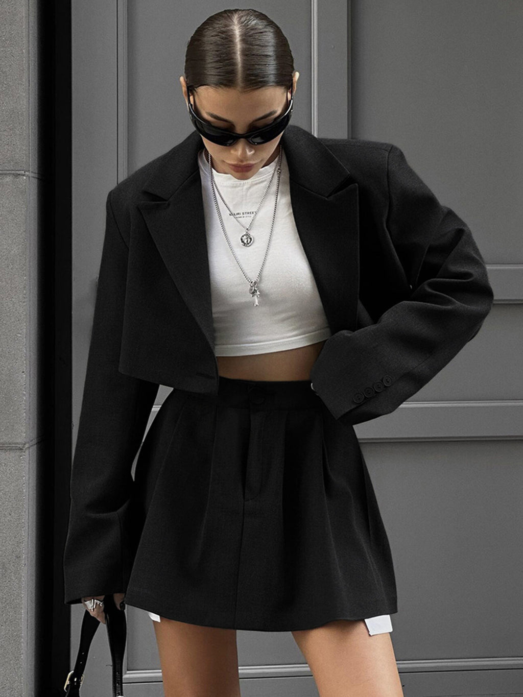 Solid Lapel Blazer Trendy Mini Skirt Set Skirt Sets