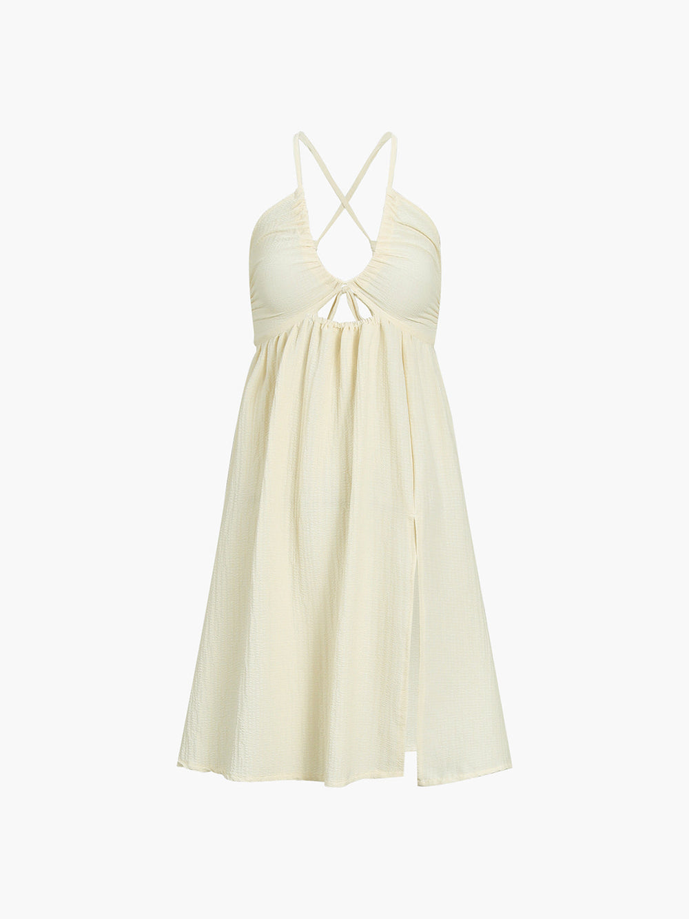 Backless Criss Cross Trendy Split Midi Dress Dresses