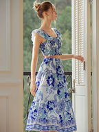 Shirred Floral Graceful Print Skirt Set Skirt Sets