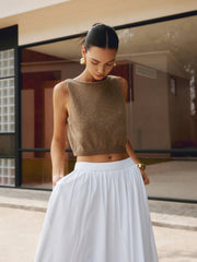 Cotton Blends Graceful Crop Top Dark Brown / XS Tank Tops & Camis