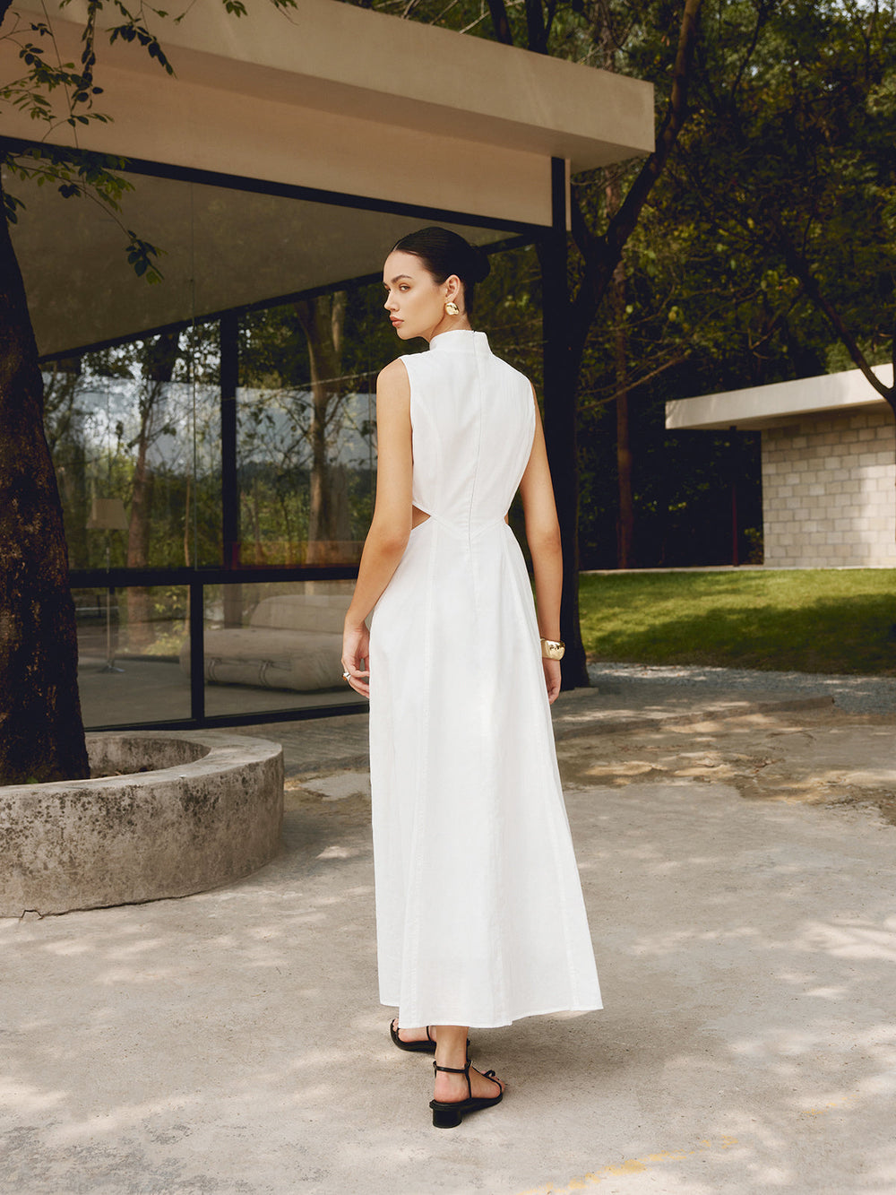 Cotton & Linen Trendy Elegant Cutout Long Dress Dresses
