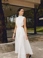 Cotton & Linen Trendy Elegant Cutout Long Dress Dresses