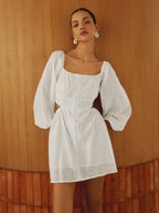 Pure Cotton Lantern Trendy Sleeve Short Dress Dresses