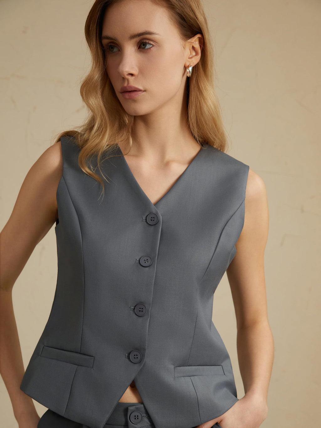 Solid Waistcoat Graceful With Shorts Set Pant Sets