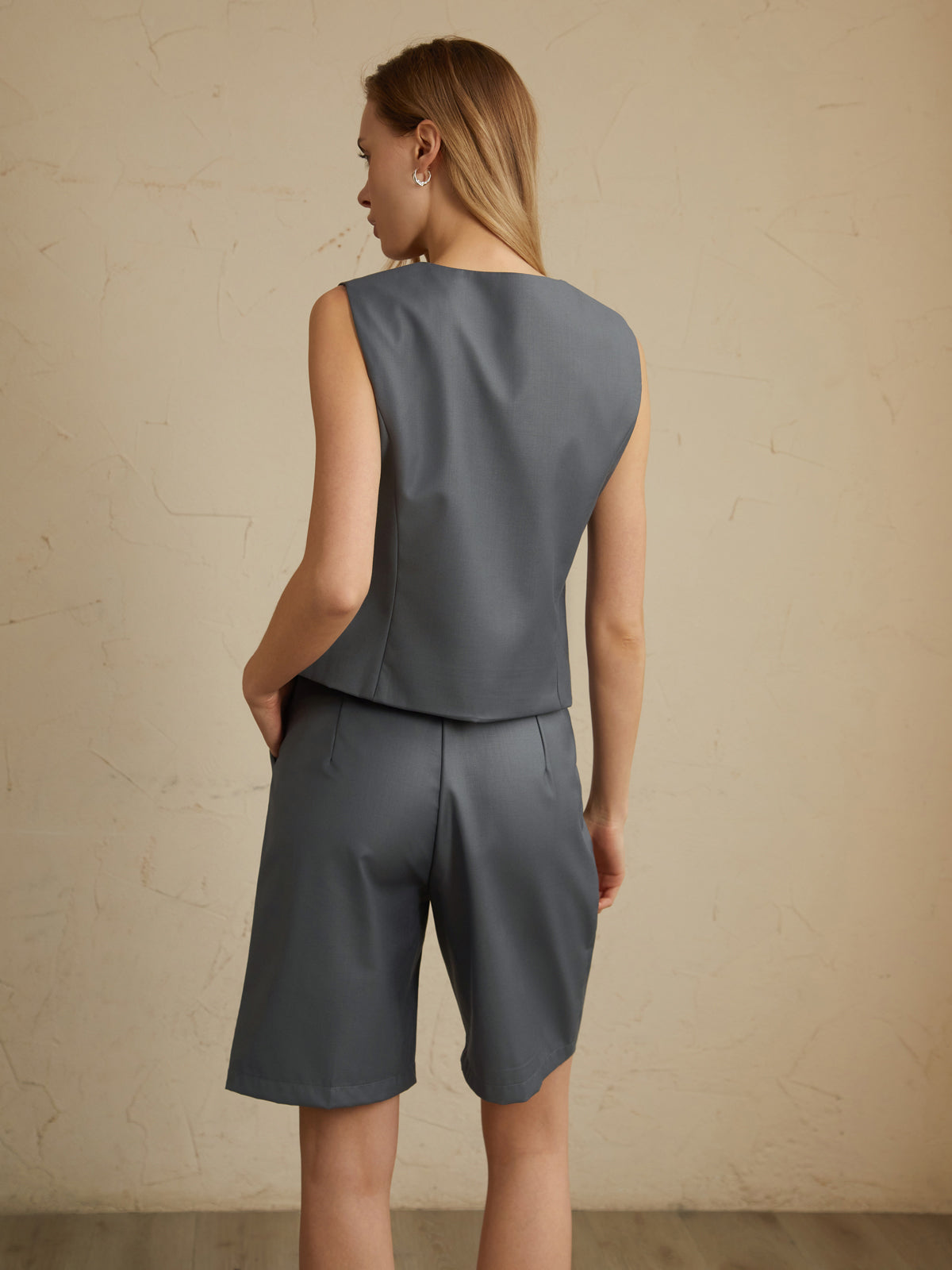 Solid Waistcoat Graceful With Shorts Set Pant Sets