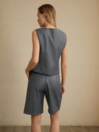 Solid Waistcoat Graceful With Shorts Set Pant Sets