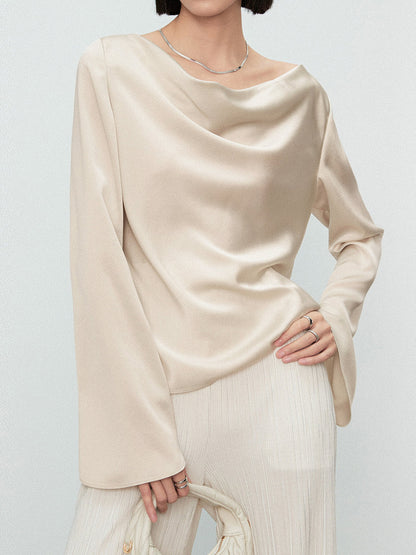 Elegant Cowl Neck Trendy Long Sleeve Blouse