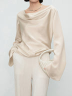 Elegant Cowl Neck Trendy Long Sleeve Blouse Blouses