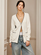 Casual Contrast Trim Knit Outerwear Knit Outerwear