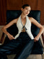 Halter Backless Lace Up Sweater Vest White / XS Sweater Vests