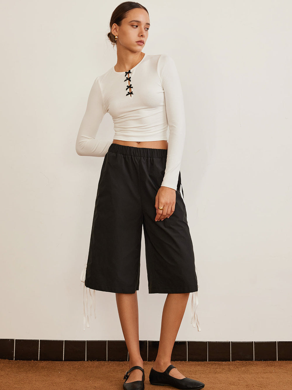 Bow Detail Plain T Shirt T Shirts