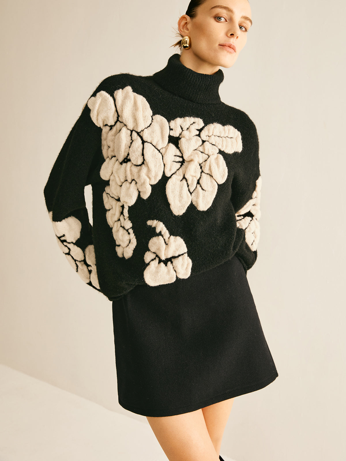 Wool-Blend Turtleneck Jacquard Sweater Secondary image