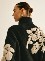 Wool Blend Turtleneck Jacquard Sweater Sweaters