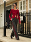 Contrast Piping Pinstripe Pants Grey / XS Pants