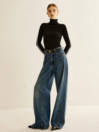 Wool Blend Mock Neck Knit Top Knit Tops