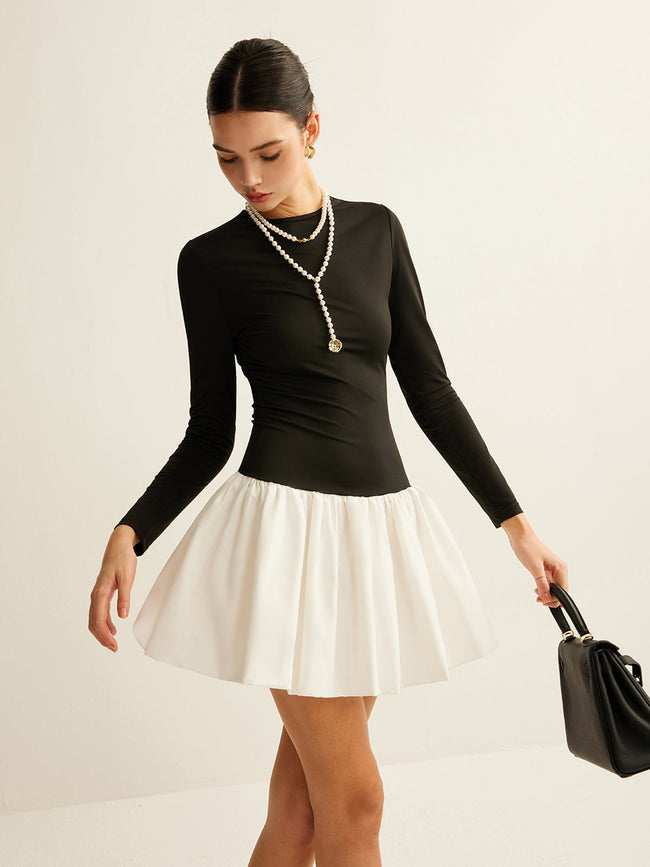 Two Tone Panel Slim Dress Black / XS Dresses Main image