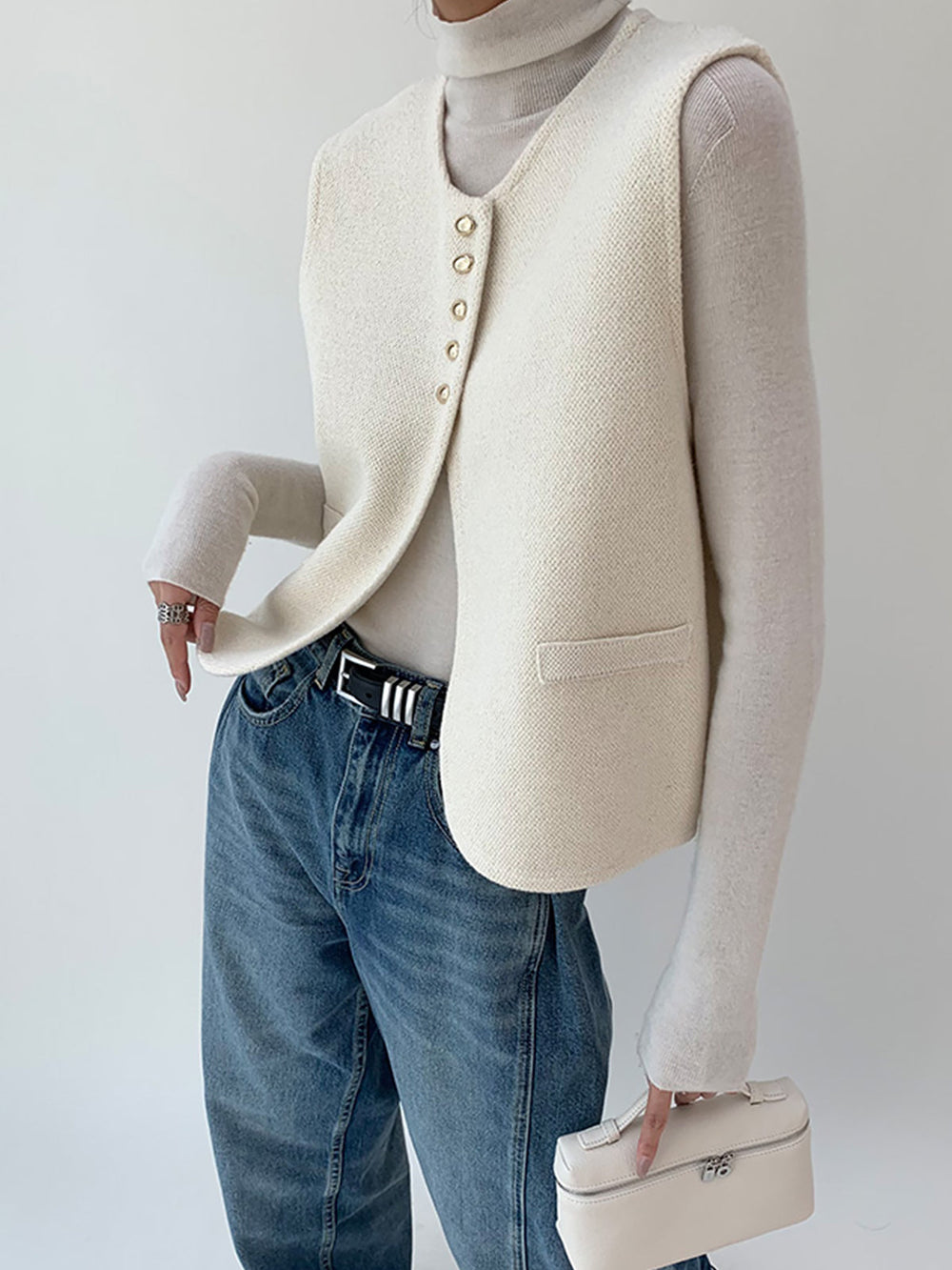 Elegant Split Sweater Vest Sweater Vests