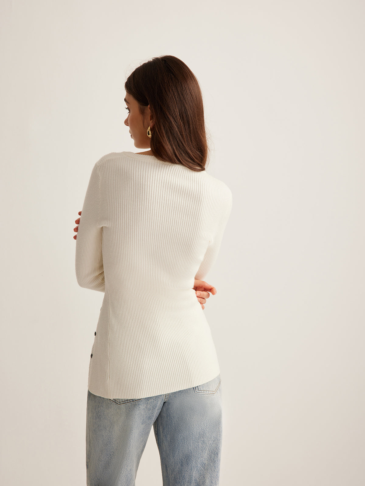 Plain Asymmetrical Breasted Sweater Secondary image