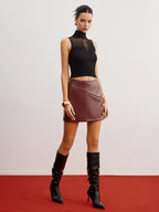 Crop Sheer Panel Sweater Vest Sweater Vests