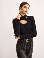 Criss Cross Neck Ribbed Top T Shirts