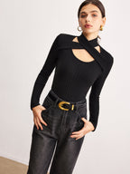 Criss Cross Neck Ribbed Top T Shirts