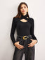 Criss Cross Neck Ribbed Top Black / S T Shirts