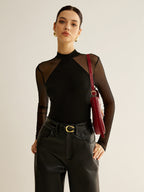 Sheer Long Sleeve Jersey Top T Shirts
