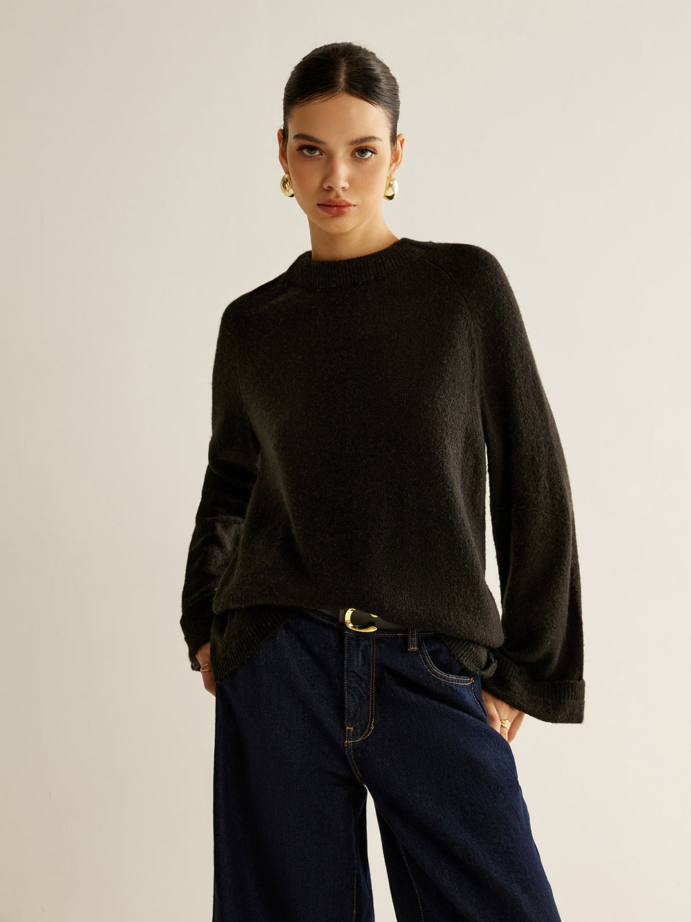 Oversized Open Back Tie Sweater Sweaters